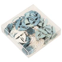 kohteita Scatter Pieces Puinen Koristekuori Vene Sininen Valkoinen 2,5/4cm 72 Kpl