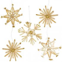 Straw Stars Glitter Gold Set Joulukoristeet Ø6cm 24kpl