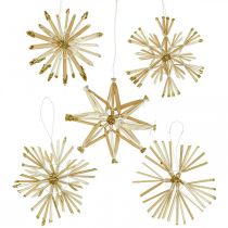Straw Stars Glitter Gold Set Joulukoristeet Ø8cm 24kpl