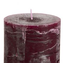 kohteita Burgundinpunaiset pylväskynttilät, 70x100 mm, 4 kpl:n setti, yksivärinen, maalaismainen, pitkä paloaika
