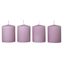 kohteita Pilarikynttilät lila uritettu kynttilän koriste 70/90mm 4 kpl