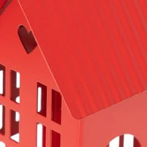 kohteita Metallinen Tuikkukynttiläpidike Talot Punainen Tarjottimella 35cm 1 Setti