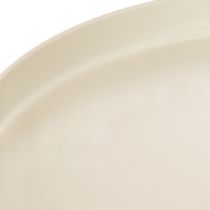 kohteita Pyöreä koristeellinen tarjotin kermanvärisenä, 30 cm, telineellä pöytäkoristeeseen