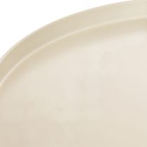 kohteita Koristeellinen pyöreä beigenvärinen lautanen, jossa on 40 cm korkea jalusta