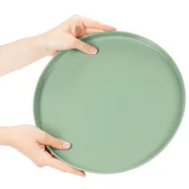 kohteita Pyöreä vihreä koristelautanen jalustalla pöytäasetelmaan, 30 cm