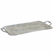 Koristeellinen tarjotin kahvoilla antiikkihopeaa 45cm x 25cm