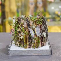kohteita Tarjotin puinen neliönharmaa, valkoinen pöytäkoriste Shabby Chic 24,5×24,5cm