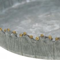 Koristeellinen tarjotin metalli, pöytäkoristeet, hopea/kultainen koristelulautanen Ø18,5cm H2cm