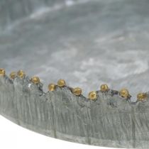 Pyöreä metallitarjotin, kynttilälevy, pöytäkoristeet hopea/kultainen Ø15cm H2cm