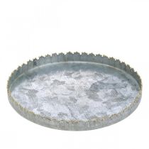 Koristeellinen tarjotin metalli, pöytäkoristeet, hopea/kultainen koristelulautanen Ø18,5cm H2cm