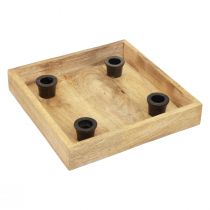 Kynttilätarjotin puinen tarjotin luonnollinen kynttilänjalka 24,5cm
