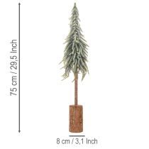 kohteita Keinotekoinen kuusi, jäätynyt, koristepuu puisella jalustalla talvikoristeeseen ja jouluun, 75 cm