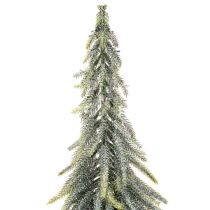 kohteita Keinotekoinen kuusi, jäätynyt, koristepuu puisella jalustalla talvikoristeeseen ja jouluun, 75 cm