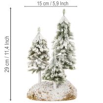 kohteita Lumipeitteiset kuuset, keinotekoinen talvimaisema joulukylään ja pöytäkoristeeseen, 29 cm