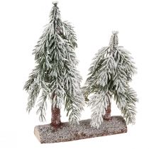kohteita Joulukuusikoristelu vihreä valkoinen talvi puujalustalla K28cm