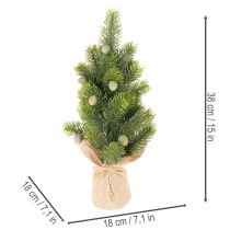 kohteita Tekokuusi juuttisäkissä, pieni pöytäkoriste, minijoulukuusi, 38 cm