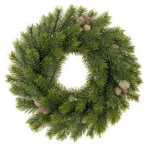 kohteita Keinotekoinen kuusenoksaseppele käpyillä oveen tai pöytään, 30 cm
