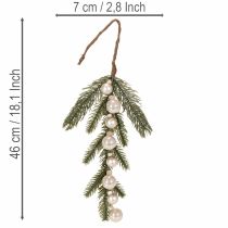 kohteita Tekokuusenoksa ja valkoiset minikuusenpallot, 46 cm, 2 kpl