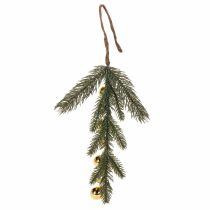 kohteita Keinotekoinen kuusenoksa ja kullanvärisiä minikuusenpalloja, 46 cm, 2 kpl