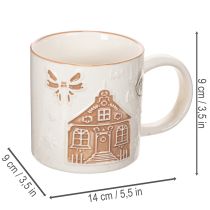 kohteita Keraaminen muki taloaiheella ja kohokuvioinnilla, 9 cm