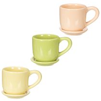 kohteita Kahvikuppi, koristeellinen pöytäkoriste tyylikkääseen huoneeseen kasveilla, 11 cm, 3 kpl