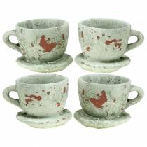 kohteita Ruukun istutuskuppi lautasella vintage harmaa, luonnollinen sävy Ø8cm K6,5cm 4 kpl
