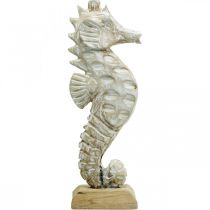 kohteita Seahorse Deco White Wood Maritime Decoration Deco Figuuri H38cm