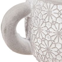 kohteita Teekannu koristeellinen keraaminen istutuslautanen valkoinen pesty 16×10,5×8cm 3 kpl
