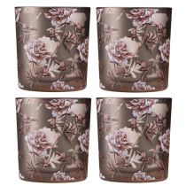 kohteita Kynttilän lasi pöytäkoristeet neilikat ruskea hopea K8cm 4 kpl