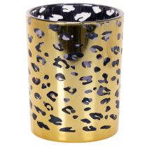 kohteita Lasinen tuikkukuppi leopardikuviolla pöytäkoristeeseen, 12 cm