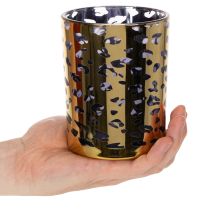 kohteita Lasinen tuikkukuppi leopardikuviolla pöytäkoristeeseen, 12 cm