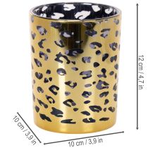kohteita Lasinen tuikkukuppi leopardikuviolla pöytäkoristeeseen, 12 cm