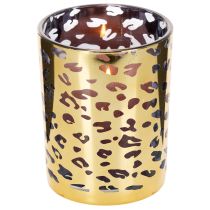 kohteita Lasinen tuikkukuppi leopardikuviolla pöytäkoristeeseen, 12 cm