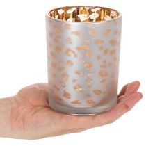 kohteita Lasinen tuikkukuppi leopardikuviolla, 12 cm