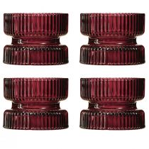 kohteita Kynttilänjalka lasi koristeellinen uurrettu marja Ø9cm K7cm 4 kpl