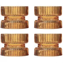 kohteita Kynttilänjalka lasi uurrettu koristeoranssi Ø9cm K7cm 4 kpl