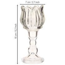 kohteita Kynttilänpidike tulppaanikynttilän lasi pohjalla kirkas Ø7cm K16cm 2kpl