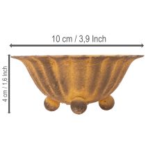 kohteita Vintage-tuikkupidike, pieni kulho, ruosteenvärinen metalli, Ø10cm, korkeus 4,5cm