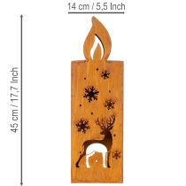 kohteita Jouluinen tuikkupidike, ruostunut metallinen kynttilänjalka, peura, 45x14cm
