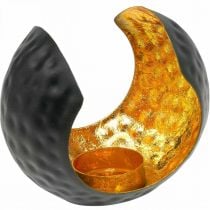 Kynttilänjalka musta kultainen pöytäkoriste metallia 12×9×10cm