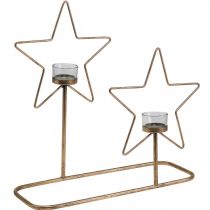 Kynttiläteline Star Metal Golden Vintage 2 liekkiä L38cm