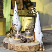 kohteita Gnome Christmas koristefiguuri valkoinen, kulta Ø6,5cm K22cm 2 kpl