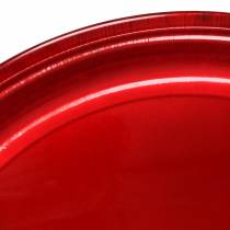 Koristeellinen metallilautanen punainen lasitefektillä Ø50cm