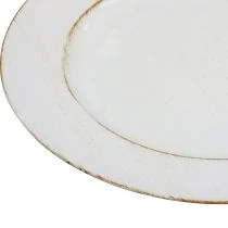 kohteita Koristelautanen pyöreä muovinen retro valkoinen ruskea kiilto Ø30cm