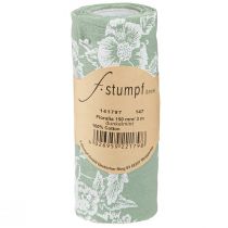 kohteita Pöytänauha vihreä rullanauha kukkia puuvilla minttu 15cm 3m