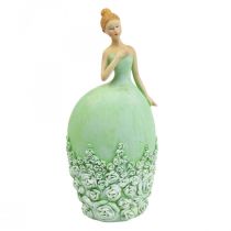 Pöytäkoristelu kevätkoriste figuuri nainen mekko vihreä H20cm 2kpl