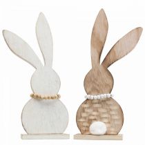 Pöytäkoristelu pääsiäispupu standee puu valkoinen/luonto K27cm 2kpl