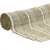 Pöytälista meriruoho luonnollinen, valkoinen pöytäkoristeet kesä 35×220cm