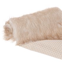 kohteita Beige pöytäliina, jossa tekoturkispinta turkisnauhana, 24x140cm