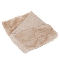 kohteita Beige pöytäliina, jossa tekoturkispinta turkisnauhana, 24x140cm